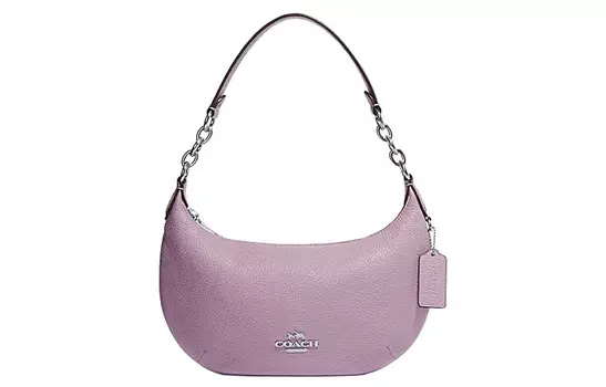 COACH Сумка-полумесяц из коровьей кожи, сумка через плечо, женская сумка через плечо, цвет "ледяной фиолетовый"
