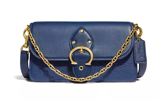 COACH Сумка-помада Beat Leather, женская, через плечо, мини, королевского синего цвета