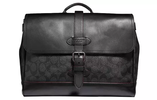 COACH Сумка-портфель из холщовой кожи через плечо, большого размера, мужская, черная