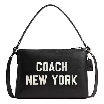 COACH Сумка Relay из коровьей кожи, сумка через плечо, большая, унисекс, черная
