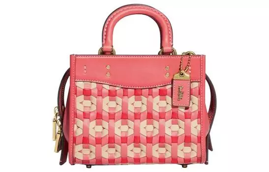 COACH Сумка Rogue из коровьей кожи, сумка через плечо, маленькая женская, ярко-кораллового цвета