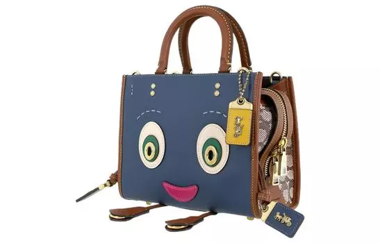 COACH Сумка Rogue из коровьей кожи, сумка через плечо, женская сумка Trumpets, джинсовая, синяя
