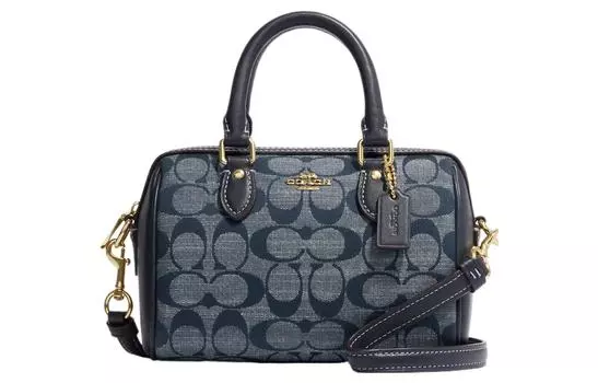 COACH Сумка Rowan Fabric Handbag, сумка на плечо, мини-сумка через плечо, женская, джинсовая, синяя