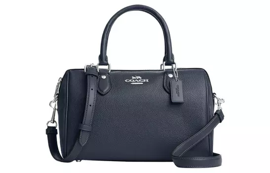 COACH Сумка Rowan Leather Boston, сумка через плечо, сумка среднего размера, синяя, женская