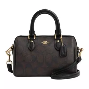 COACH Сумка Rowan PVC Handbag Bag Crossbody Mini женская коричневая с монограммой и черным