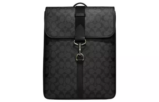 COACH Сумка-рюкзак для ноутбука из холста с кожей, мужская, черная