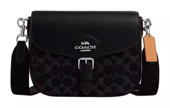 COACH Сумка-седло Amelia Iconic Denim, сумка через плечо, женская, серебристо-черная