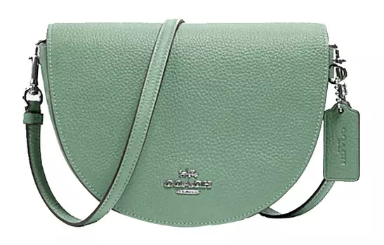 COACH Сумка-седло Ellen из кожи, сумка через плечо, сумка Trumpets, женская, цвет Cameo, коричнево-зеленый