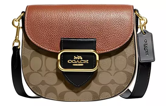 COACH Сумка-седло из коровьей кожи, сумка через плечо, сумка через плечо, маленькая женская, коричневого и ржавого цвета