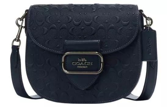 COACH Сумка-седло из коровьей кожи, сумка через плечо, маленькая женская, темно-синего цвета