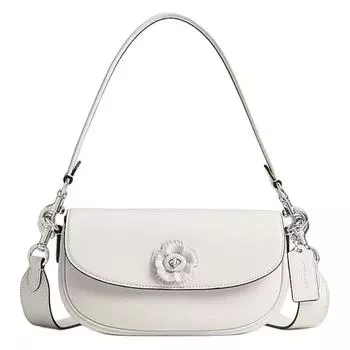 COACH Сумка-седло из коровьей кожи, сумка-седло, сумка через плечо, среднего размера, женская, розово-белая