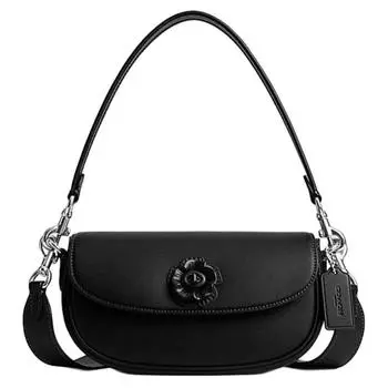 COACH Сумка-седло из коровьей кожи, портативная сумка через плечо, сумка через плечо, обычная женская, черная