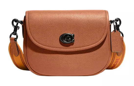 COACH Сумка-седло из кожи Willow, сумка на плечо, сумка через плечо, женская, Trumpets, шафраново-коричневого цвета