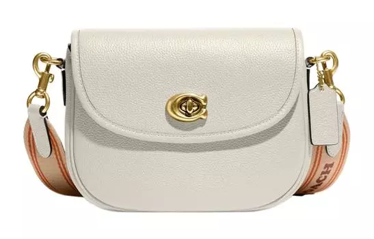 COACH Сумка-седло из кожи Willow, сумка на плечо, сумка через плечо, маленькая, женская, белая