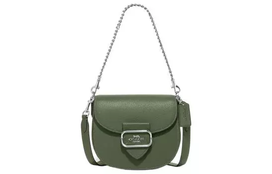 COACH Сумка-седло из зернистой кожи, через плечо, среднего размера, женская, зеленого цвета