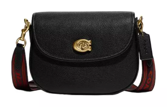 COACH Сумка-седло из зернистой кожи Willow Eggstone, сумка через плечо, маленькая, женская, черная