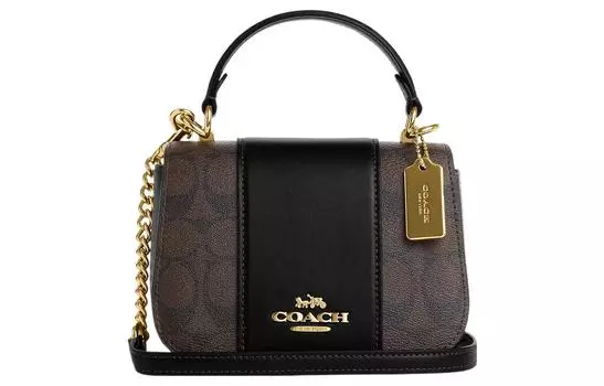 COACH Сумка-седло Lysa из кожи, сумка-мессенджер, сумка через плечо, женская, цвет "Trumpets", черный и кофейный