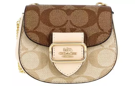 COACH Сумка-седло Morgan Canvas с кожаной вставкой, женская, цвет хаки