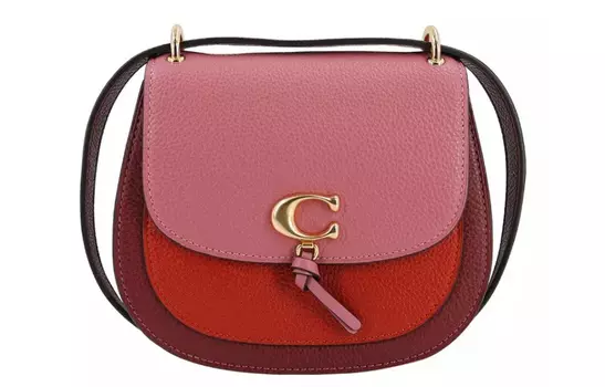 COACH Сумка-седло Remi Leather Crossbody, женская, цвет: красный, вишневый, розовый, многоцветный