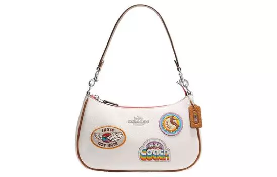 COACH Сумка-седло Teri из коровьей кожи Crescent, сумка-мессенджер, сумка через плечо, среднего размера, женская, белого цвета