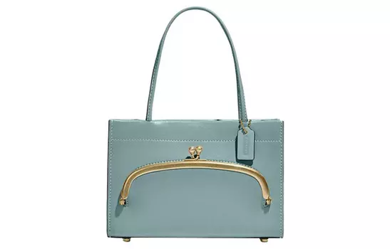 COACH Сумка-шоппер Cashin Leather Tote Bag, женская, зеленого цвета, небольшого размера