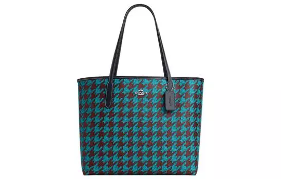 COACH Сумка-шоппер City Canvas с кожаной сумкой, сумка-шоппер, дамская сумочка, сумка через плечо, женская, голубая