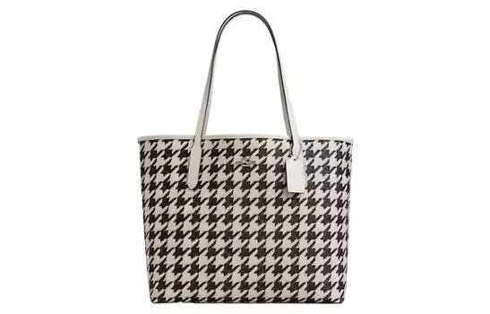 COACH Сумка-шоппер City Coated из холста с кожаными вставками, сумка-шоппер, сумка через плечо, большого размера, женская, желтого и черного цвета