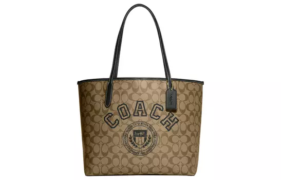 COACH Сумка-шоппер City из искусственной кожи, сумка-шоппер на плечо, женская сумка большого размера цвета хаки