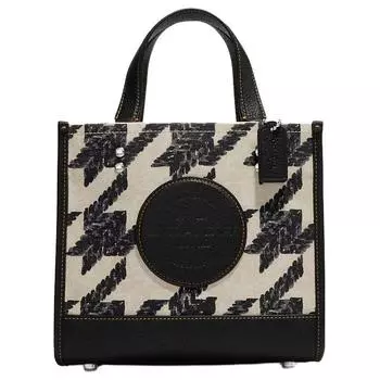 COACH Сумка-шоппер Dempsey Canvas с кожаной сумкой-тоут, женская, черно-кремовая