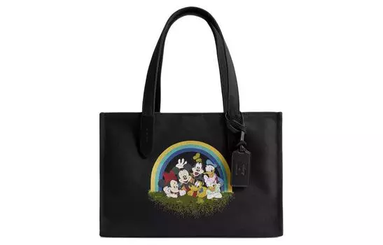 COACH Сумка-шоппер Disney Canvas с кожей, большая женская, черная