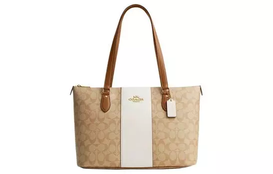 COACH Сумка-шоппер Gallery Canvas, сумка для покупок, сумка через плечо, женская сумка Tubas Light Khaki