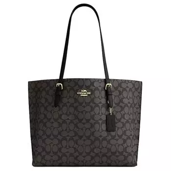 COACH Сумка-шоппер из искусственной кожи Mollie, сумка-шоппер, сумка на плечо, женская, орехового и черного цветов