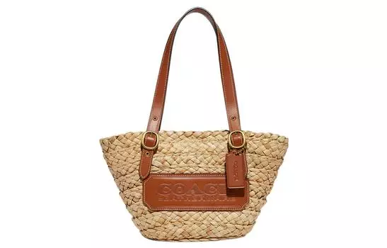 COACH Сумка-шоппер из коровьей кожи, женская, коричневого цвета