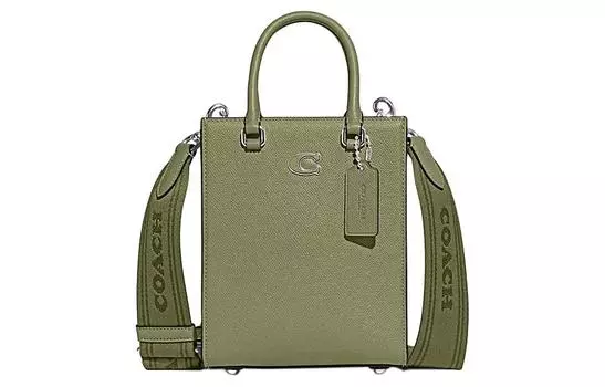 COACH Сумка-шоппер из коровьей кожи, сумка-шоппер, сумка через плечо, сумка-тоут, мужская сумка Trumpets, цвет "зеленый мох"