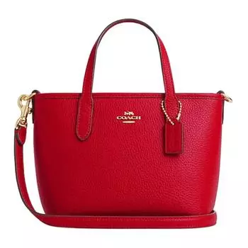 COACH Сумка-шоппер из коровьей кожи, сумка-тоут, сумка через плечо, женская, мини, красная