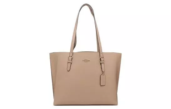 COACH Сумка-шоппер из коровьей кожи Mollie, женская, серо-коричневая, для мамы, шоппер, сумка-тоут, сумка-мессенджер, сумка на плечо