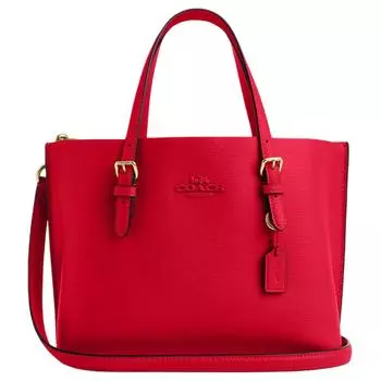 COACH Сумка-шоппер из кожи Mollie, сумка-шоппер, сумка через плечо, женская сумка среднего размера, красная