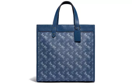COACH Сумка-шоппер из натуральной кожи, сумка-шоппер, сумка через плечо, большая женская синяя сумка