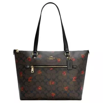 COACH Сумка-шоппер из ПВХ, кожаная, сумка-шоппер, сумка через плечо, большого размера, женская, темно-коричневого цвета