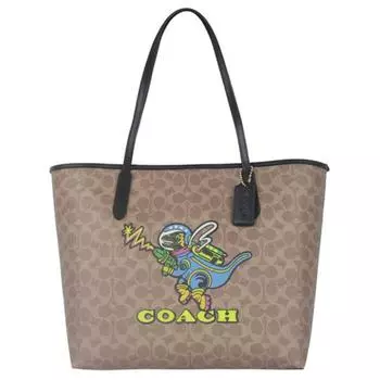 COACH Сумка-шоппер из ПВХ, женская, цвета хаки, блокирующая цвет