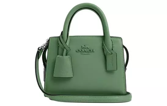 COACH Сумка-шоппер из телячьей кожи, сумка-шоппер, сумка через плечо, женская мини-сумка серебристо-светло-зеленого цвета