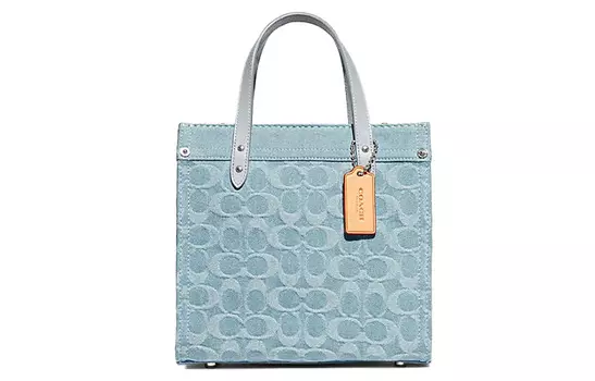 COACH Сумка-шоппер из ткани Field, сумка-шоппер, сумка через плечо, женская сумка небольшого размера, синяя