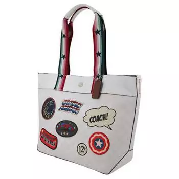 COACH Сумка-шоппер Jes из кожи, коллаборация X Marvel, белая, женская