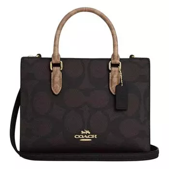COACH Сумка-шоппер Maggie PVC Tote Bag, сумка через плечо, женская, черного цвета, небольшого размера