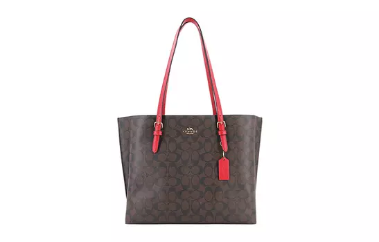 COACH Сумка-шоппер Mollie из ПВХ, сумки через плечо, большого размера, женская, темно-коричневого цвета