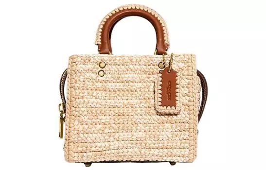 COACH Сумка-шоппер Rogue Fabric Tote Bag, женская, коричневого цвета, небольшого размера
