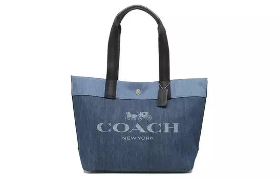 COACH Сумка-шоппер, сумка-шоппер, дамская сумочка, сумка через плечо, женская джинсовая синяя многоцветная