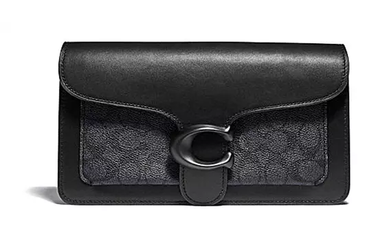 COACH Сумка-слинг из холста с кожаными вставками, через плечо, обычная мужская, угольного цвета, черная