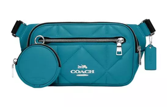COACH Сумка-слинг из коровьей кожи, женская, синяя, на пояс