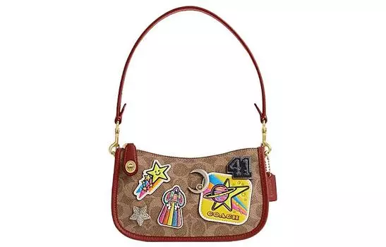 COACH Сумка-слинг из ПВХ с коровьей кожей, женская, коричневого цвета